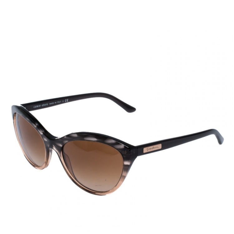 Pre Owned Giorgio Armani Black/Brown Gradient AR 8033 Oval Sunglasses 