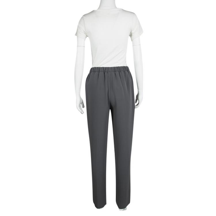 Pre Owned Giorgio Armani Grey Elasticized Waist Pants S