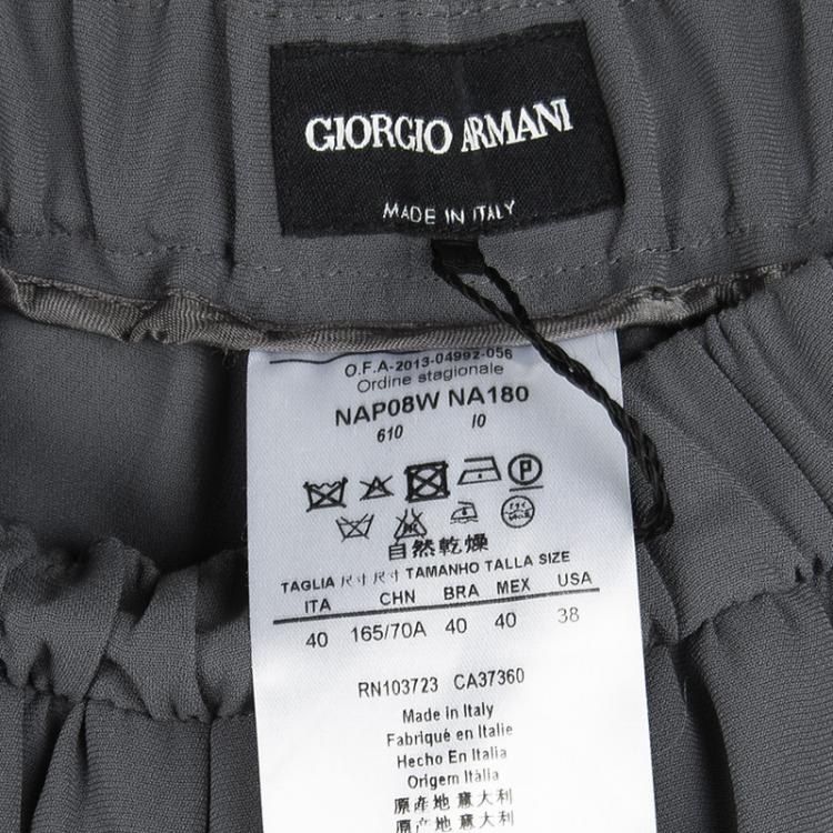 Pre Owned Giorgio Armani Grey Elasticized Waist Pants S
