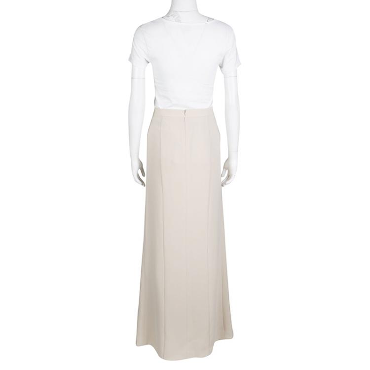 Pre Owned Giorgio Armani Beige Tecno Maxi Skirt  M