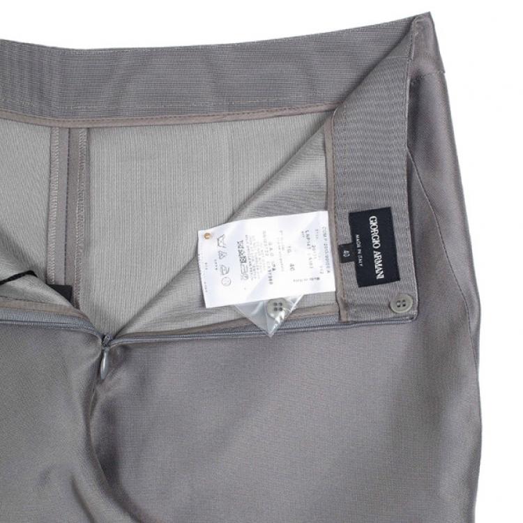 Pre Owned Giorgio Armani Grey Silk-blend Pants S