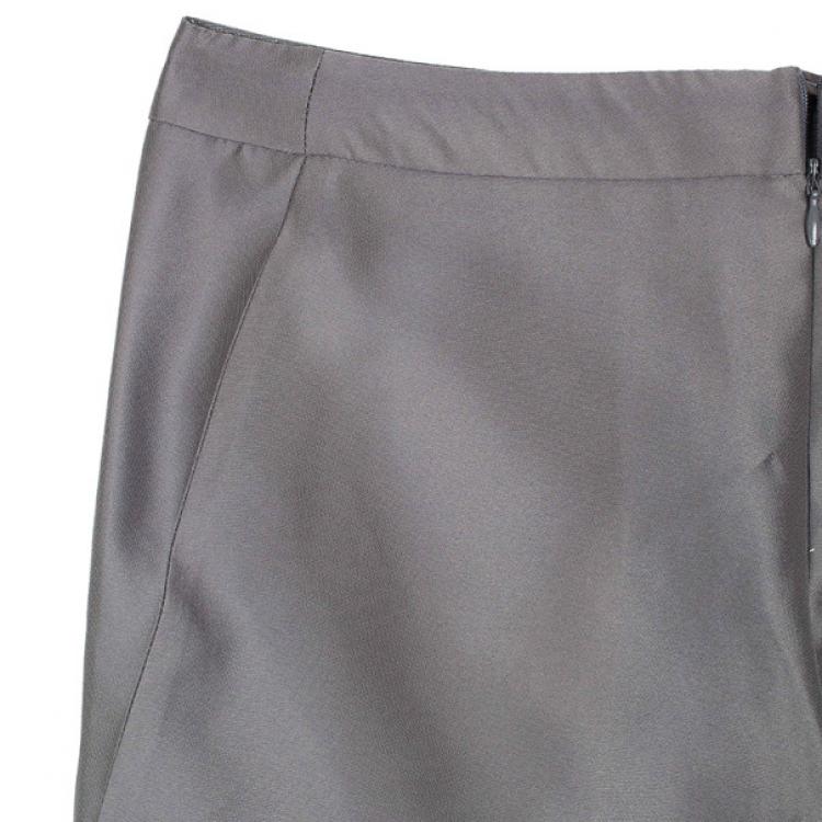 Pre Owned Giorgio Armani Grey Silk-blend Pants S