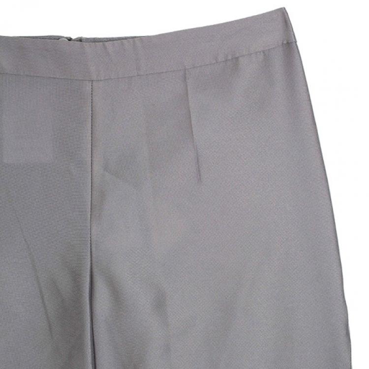 Pre Owned Giorgio Armani Grey Silk-blend Pants S
