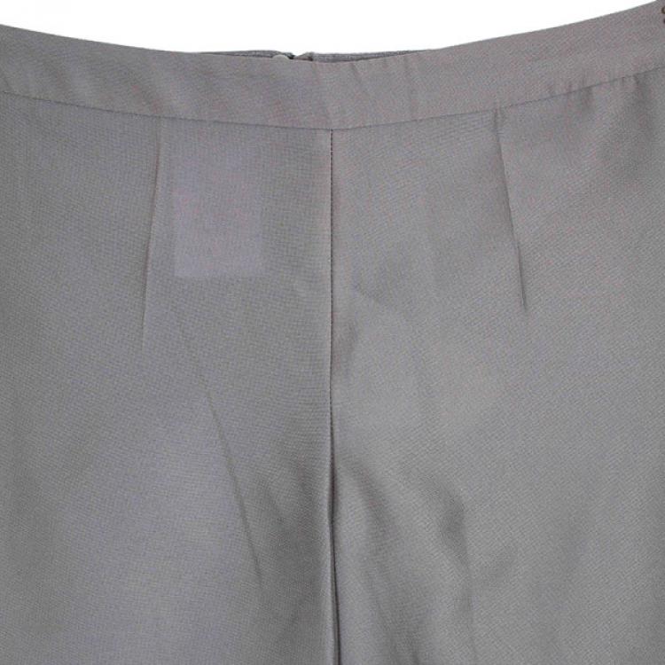 Pre Owned Giorgio Armani Grey Silk-blend Pants S