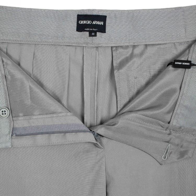 Pre Owned Giorgio Armani Grey Cotton Pants M