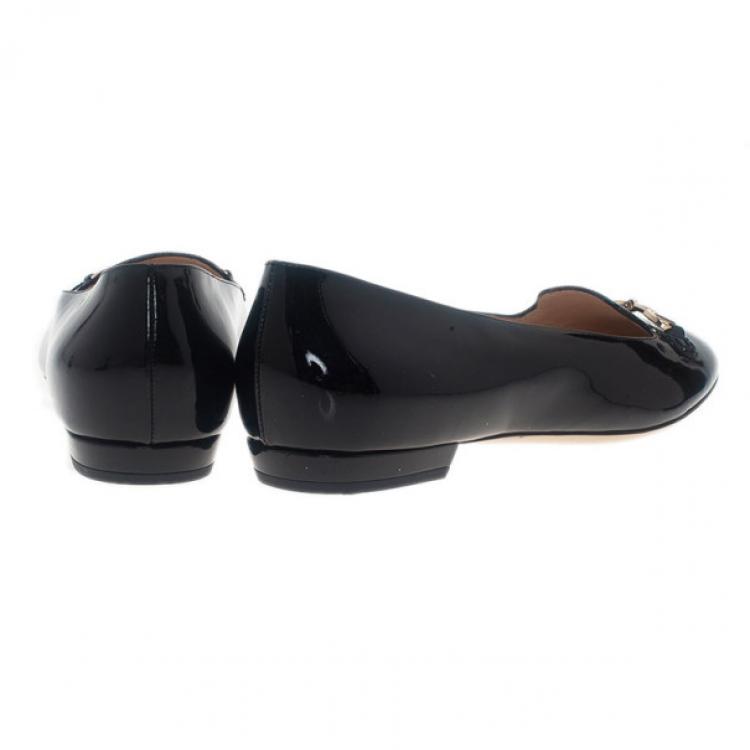 Pre Owned Giorgio Armani Black Patent Embellished Loafers Size 37