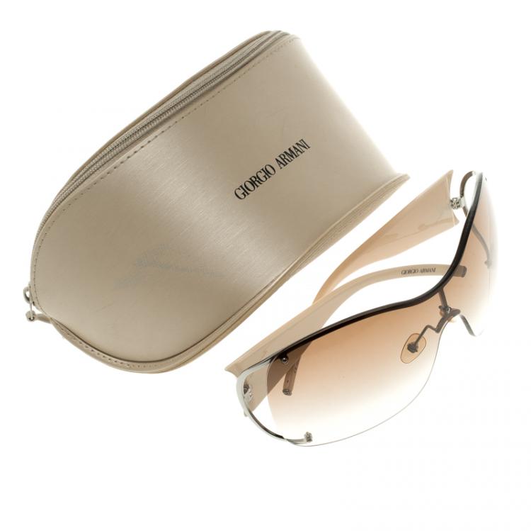 Pre Owned Giorgio Armani Brown GA369/S Shield Sunglasses 