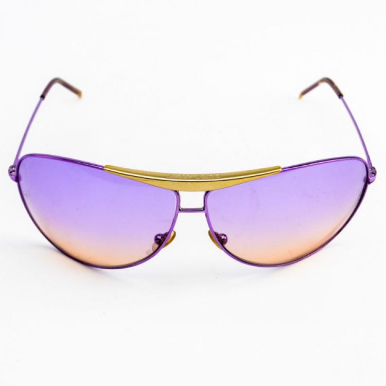 Pre Owned Giorgio Armani Purple Shield Woman Aviators