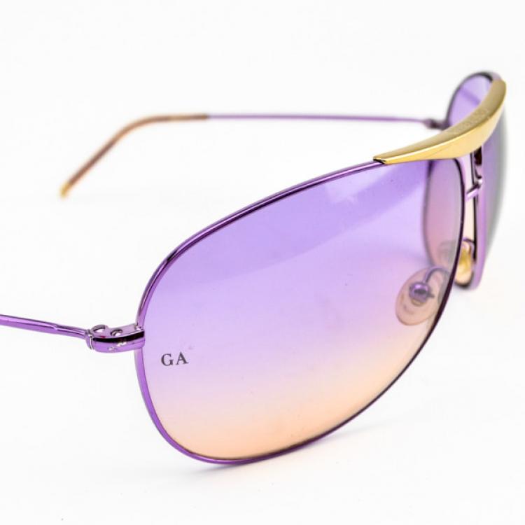 Pre Owned Giorgio Armani Purple Shield Woman Aviators