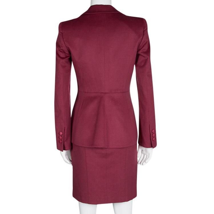 مملوكة مسبقًا Giorgio Armani Red Angora Wool Blazer and Skirt Set S