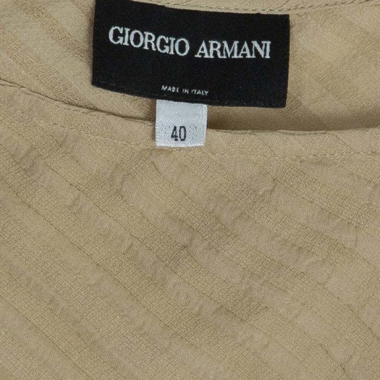 Pre Owned Giorgio Armani Cream One Shouldered Silk Chiffon Top S