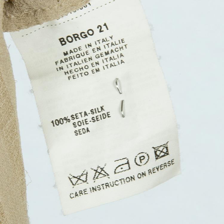 Pre Owned Giorgio Armani Cream One Shouldered Silk Chiffon Top S