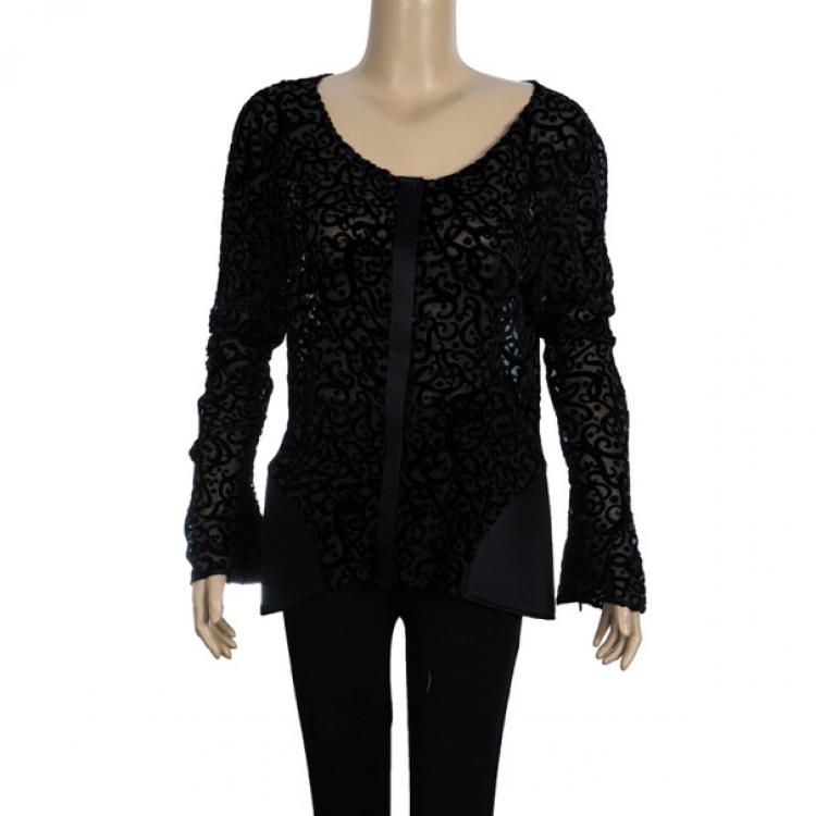 Pre Owned Giorgio Armani Devore Long Sleeve Top L