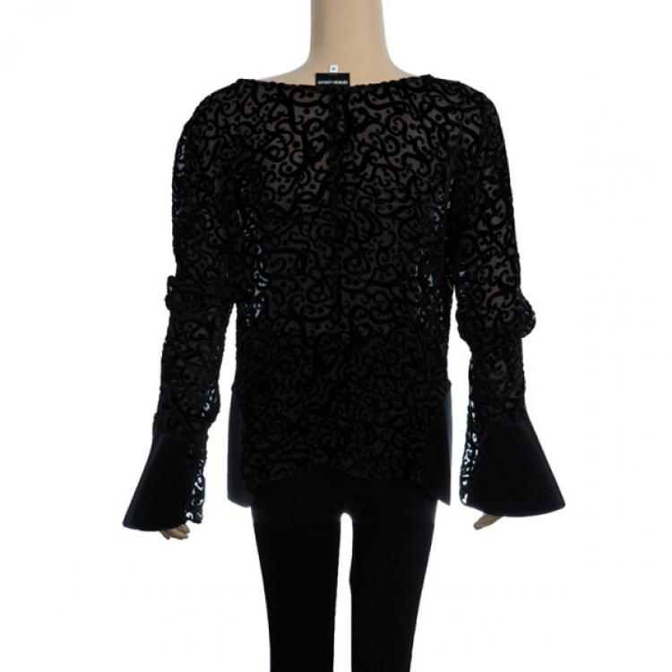 Pre Owned Giorgio Armani Devore Long Sleeve Top L