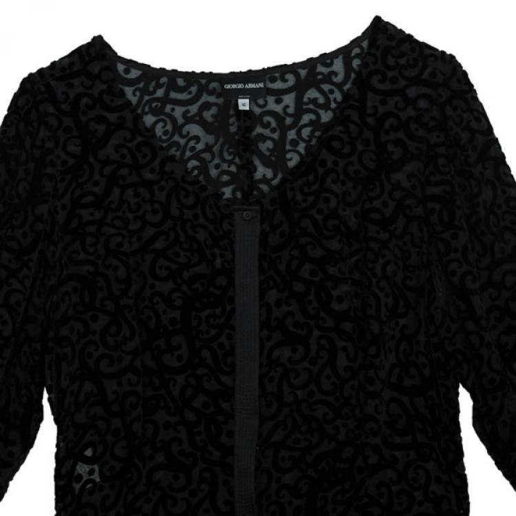 Pre Owned Giorgio Armani Devore Long Sleeve Top L