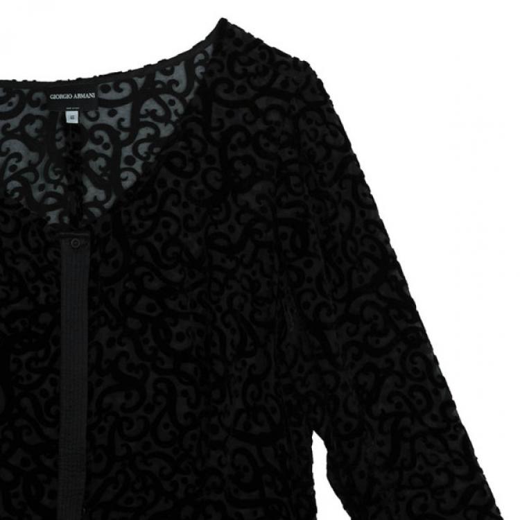 Pre Owned Giorgio Armani Devore Long Sleeve Top L