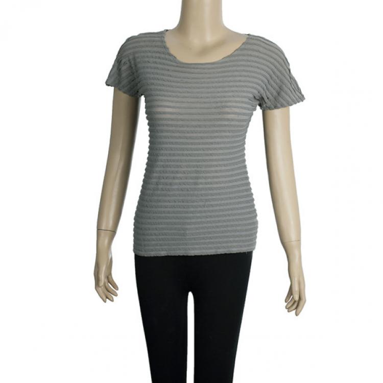 Pre Owned Giorgio Armani Gray Short Sleeve Top XL
