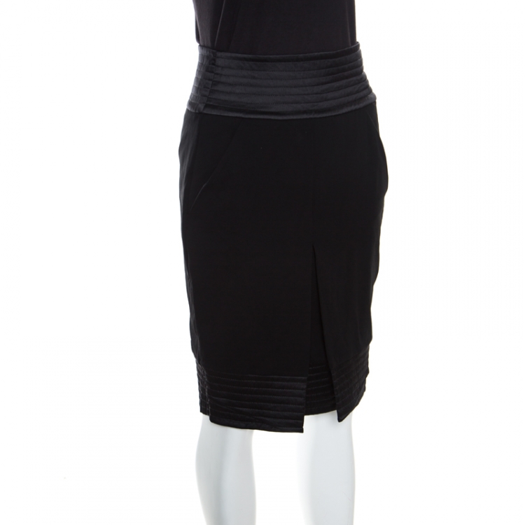 Giorgio Armani Black Quilt Detail Fitted Pencil Skirt S Giorgio Armani | TLC