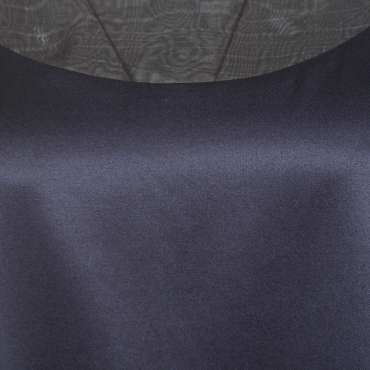 Pre Owned Giorgio Armani Navy Blue Mulberry Silk Satin Contrast Organza Trim Top L