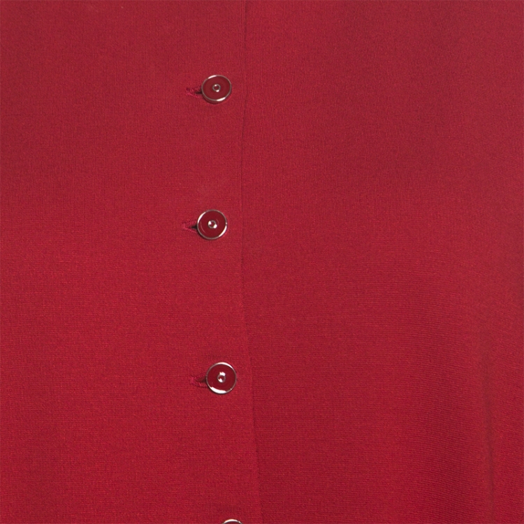 Pre Owned Giorgio Armani Red Stretch Knit Belt Detail Dress M