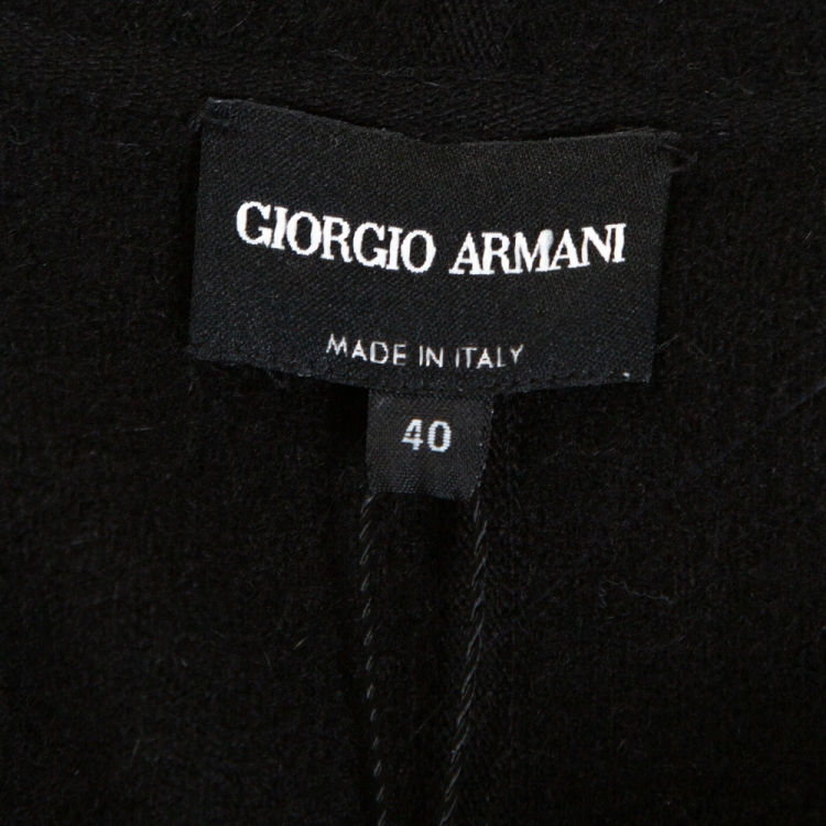 Pre Owned Giorgio Armani Black Wool Fur Lined Jacket S