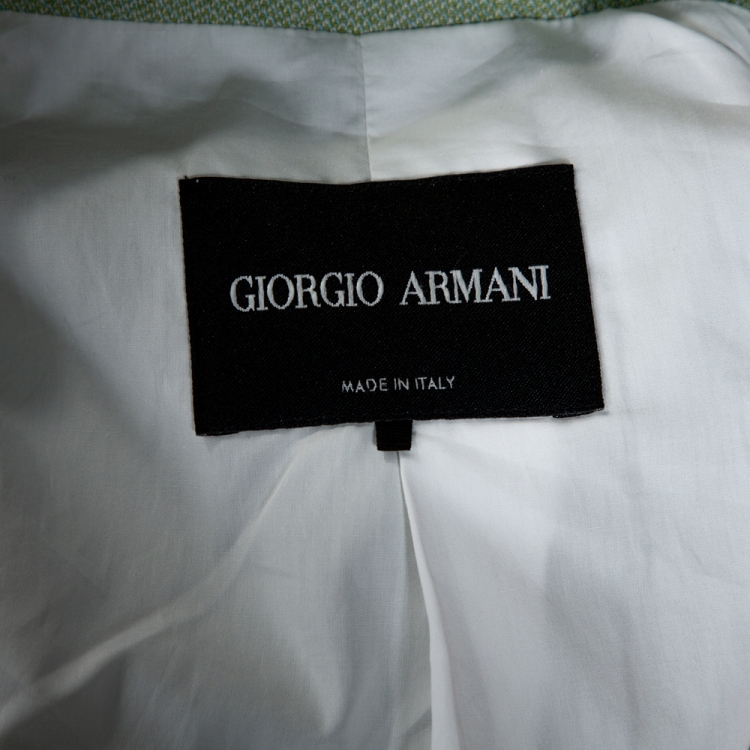 Pre Owned Giorgio Armani Green Linen One Button Tailored Jacket M