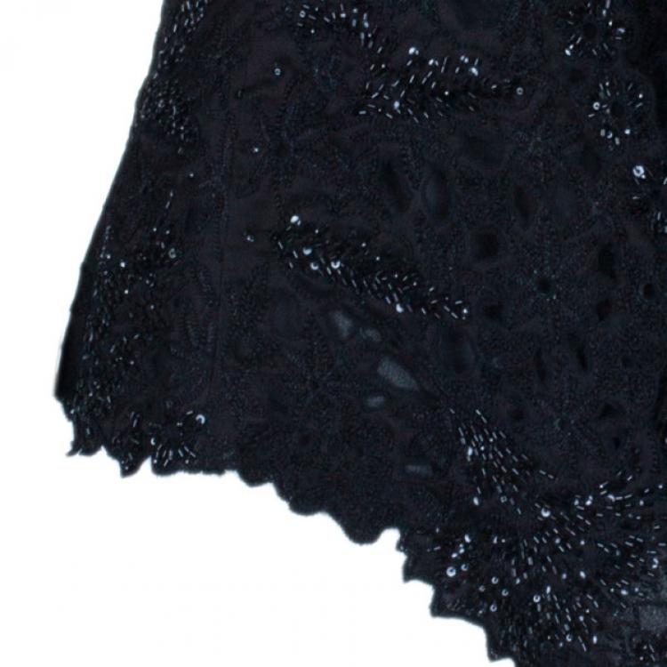 Pre Owned Giorgio Armani Black Embellished Vest Top M