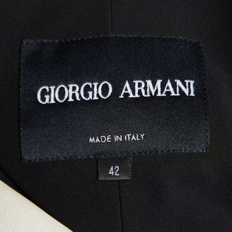 Pre Owned Giorgio Armani Black Silk Contrast Collar Detail Jacket M