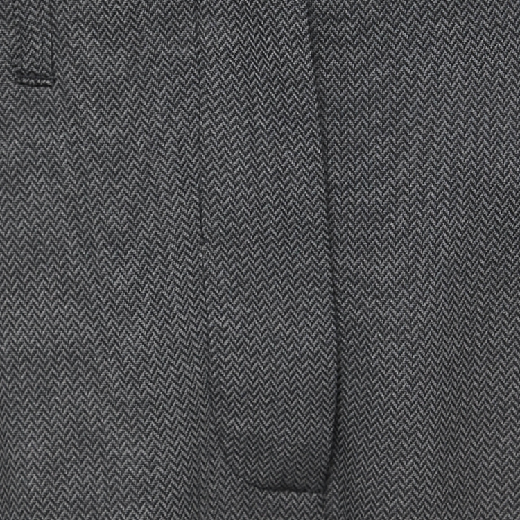 Pre Owned Giorgio Armani Grey Herringbone Wool Blend High Waist Wide Leg Trousers S / Waist: 27"