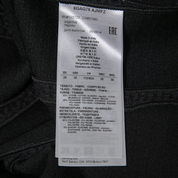 Pre Owned Giorgio Armani Black Textured Knit Double Zipper Tailored Jacket S