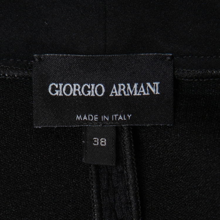 Pre Owned Giorgio Armani Black Textured Knit Double Zipper Tailored Jacket S