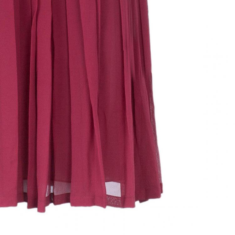 Pre Owned Giorgio Armani Pleated Sleeveless Dress M