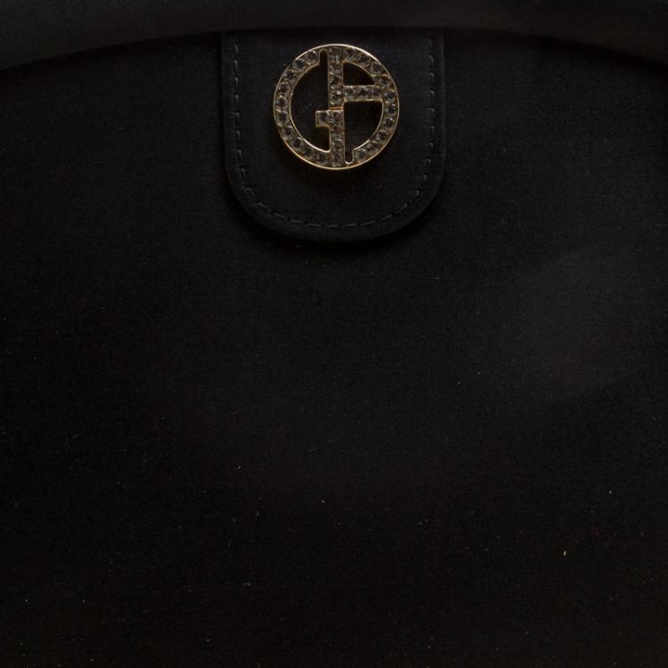 Pre Owned Giorgio Armani Black Satin Dinner Clutch 