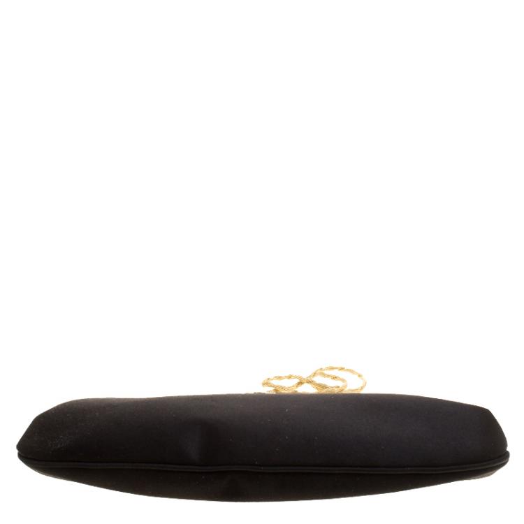 Pre Owned Giorgio Armani Black Satin Dinner Clutch 