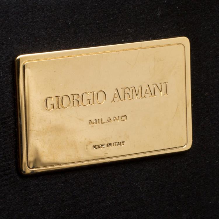 Pre Owned Giorgio Armani Black Satin Dinner Clutch 