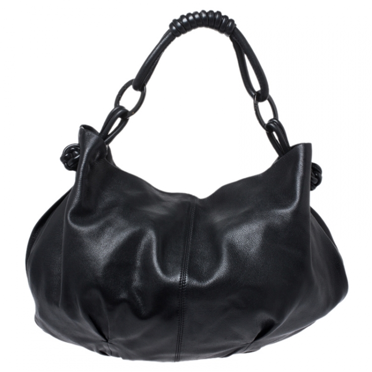 مملوكة مسبقًا Giorgio Armani Black Leather Hobo
