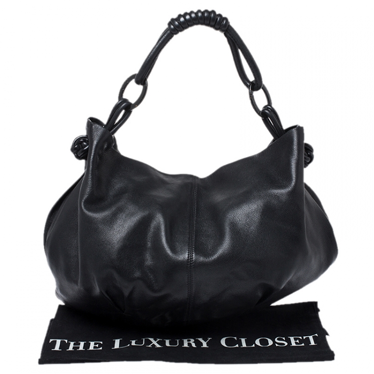 مملوكة مسبقًا Giorgio Armani Black Leather Hobo