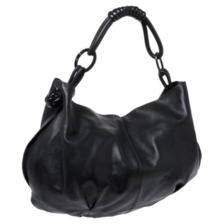 مملوكة مسبقًا Giorgio Armani Black Leather Hobo