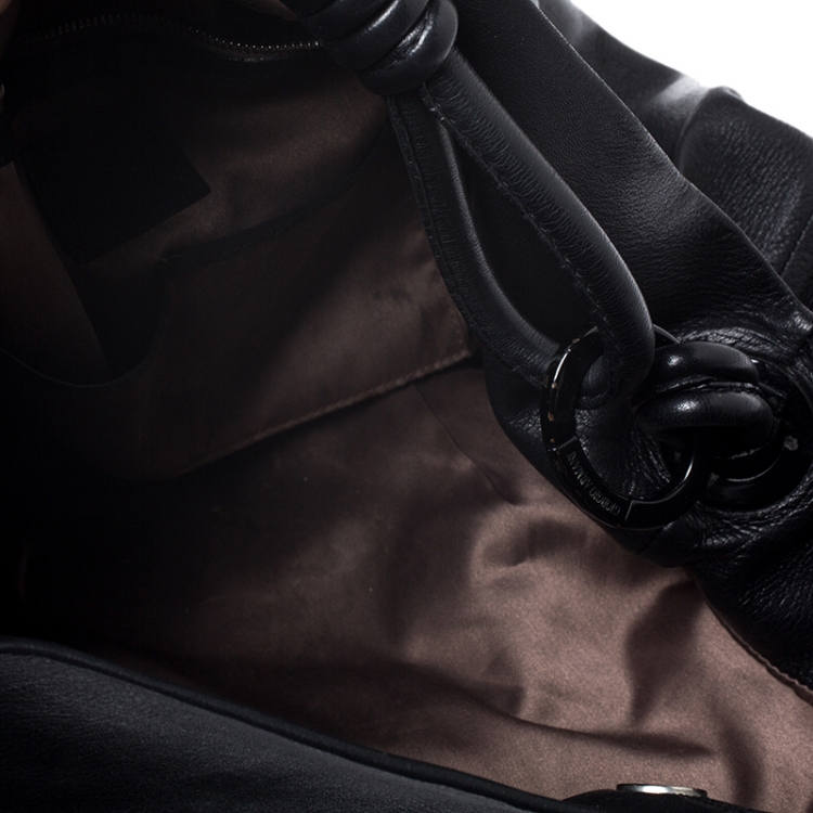 مملوكة مسبقًا Giorgio Armani Black Leather Hobo