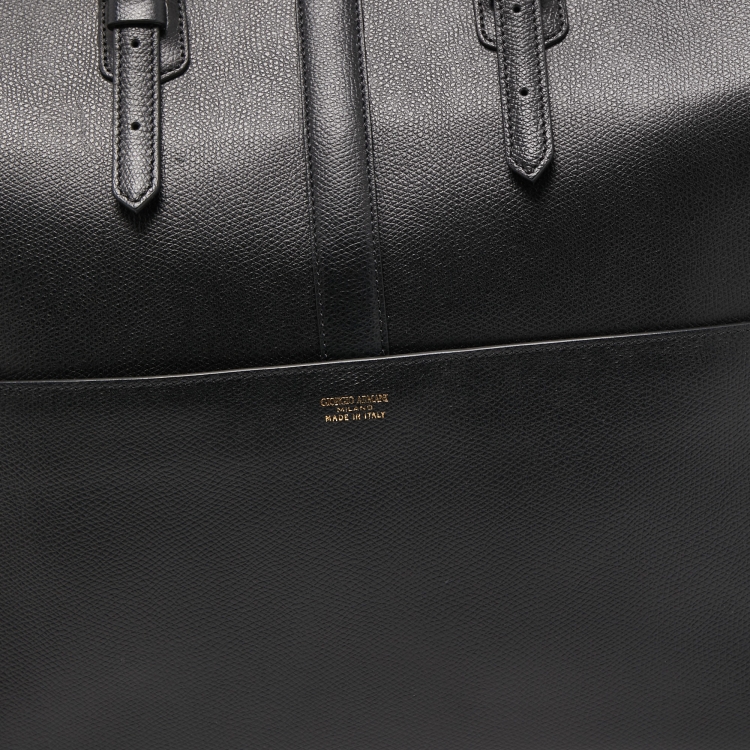 Pre Owned Giorgio Armani Black Leather Borgonuovo Tote