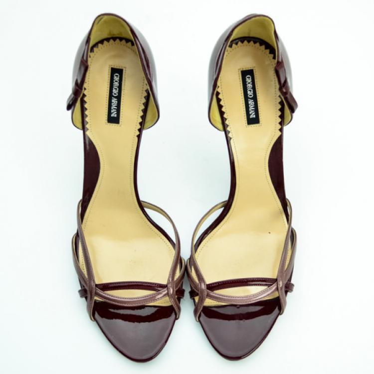 Pre Owned Giorgio Armani Burgundy Patent D'orsay Pumps Size 40
