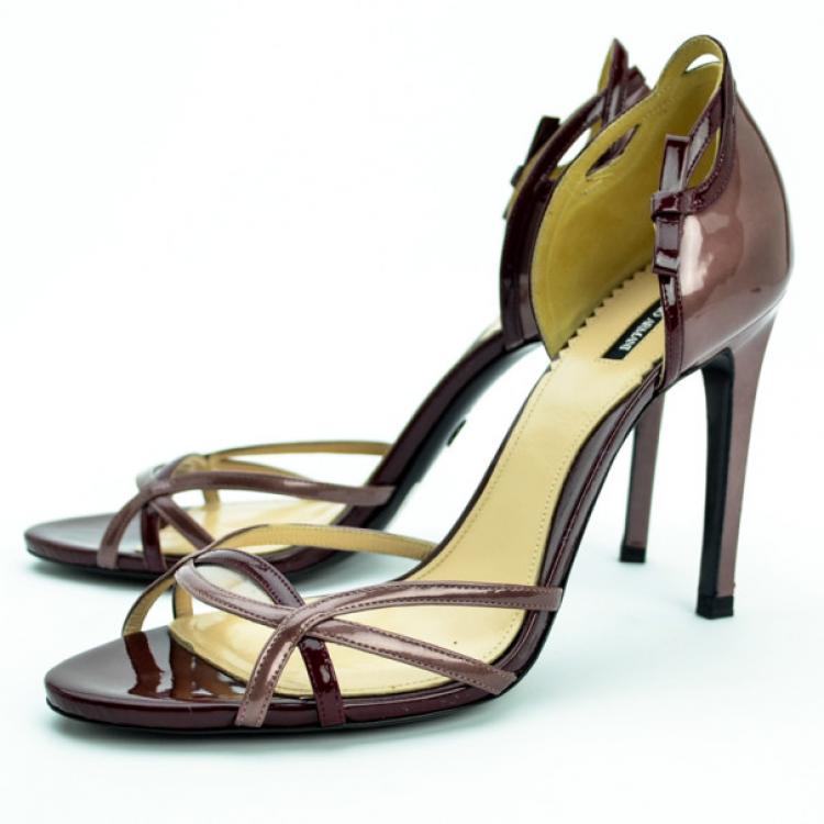 Pre Owned Giorgio Armani Burgundy Patent D'orsay Pumps Size 40