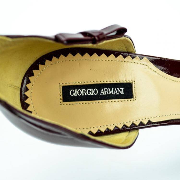 Pre Owned Giorgio Armani Burgundy Patent D'orsay Pumps Size 40