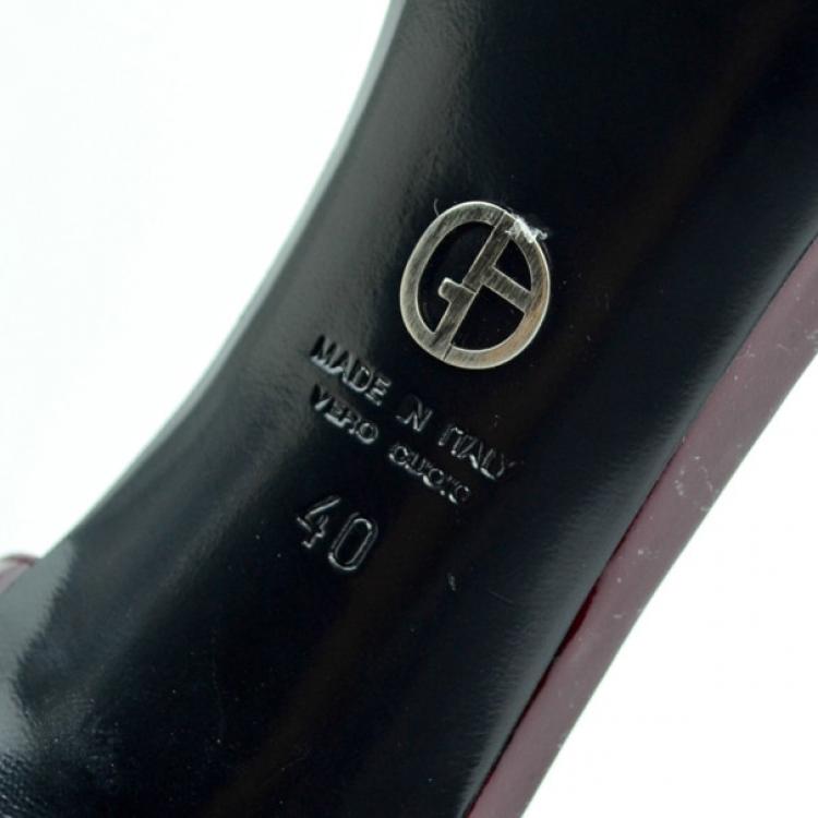 Pre Owned Giorgio Armani Burgundy Patent D'orsay Pumps Size 40