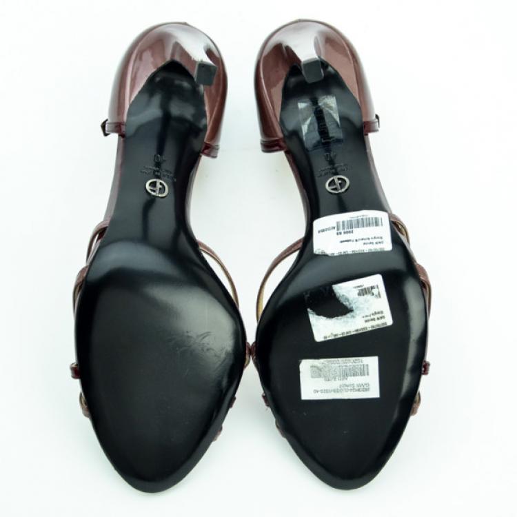 Pre Owned Giorgio Armani Burgundy Patent D'orsay Pumps Size 40