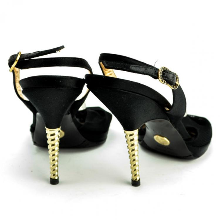 Pre Owned Giorgio Armani Black Mesh Slingback Sandals Size 37.5