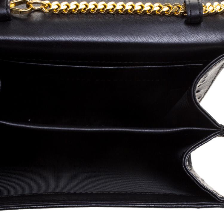 Pre Owned Giuseppe Zanotti Black Ostrich Embossed Leather Crossbody Bag