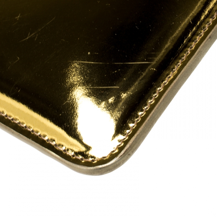 Pre Owned Giuseppe Zanotti Metallic Gold Leather Margery Zip Pouch