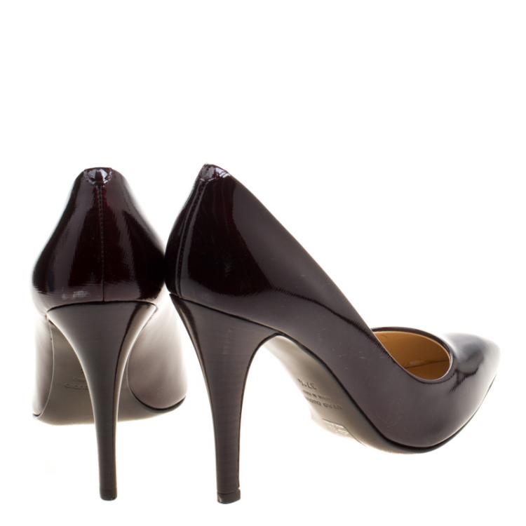 Pre Owned Giuseppe Zanotti Burgundy Patent Leather Meya Pointed Toe Pumps Size 37.5