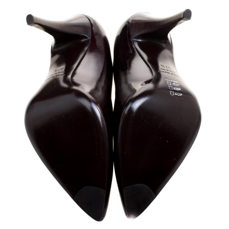 Pre Owned Giuseppe Zanotti Burgundy Patent Leather Meya Pointed Toe Pumps Size 37.5